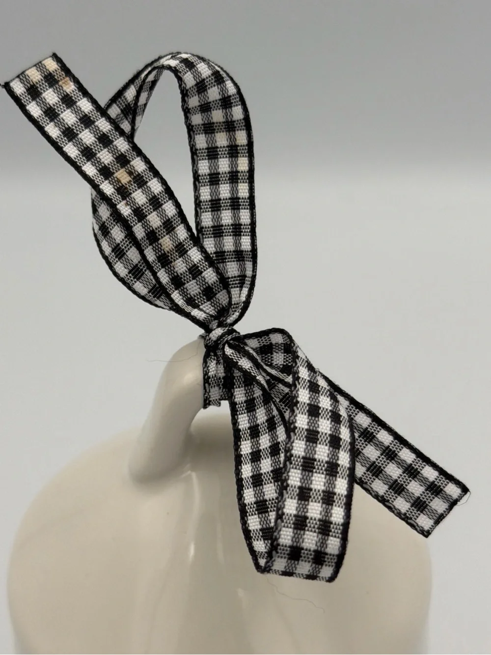Rae Dunn Mini Round Baby Bird House With Plaid Black White Ribbon 5" Tall - Picture 2 of 10